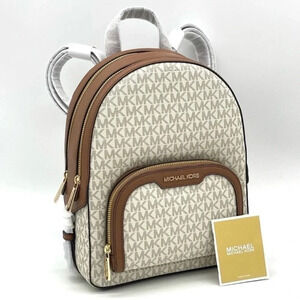 Michael Kors Jaycee Medium Zip Packet Backpack Vanilla/Brown